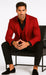 Velvet Paisley Blazer - Comes With Free Vest and Pants - Slim Fit - Red Chirstmad New Year Holiday Suit