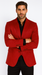 Velvet Paisley Blazer - Comes With Free Vest and Pants - Slim Fit - Red