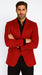 Velvet Paisley Blazer - Comes With Free Vest and Pants - Slim Fit - Red Chirstmad New Year Holiday Suit