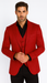 Velvet Paisley Blazer - Comes With Free Vest and Pants - Slim Fit - Red