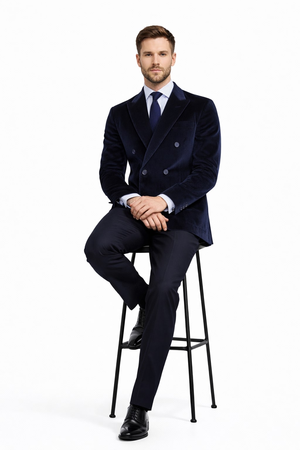 Men'S Velvet Dark Navy Blue Blazer - Sport Coat For Men - Image 5