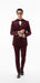Velvet Suit - Double Breasted Suit - Burgundy Suit - Velvet Fabric Pants Slim Suit