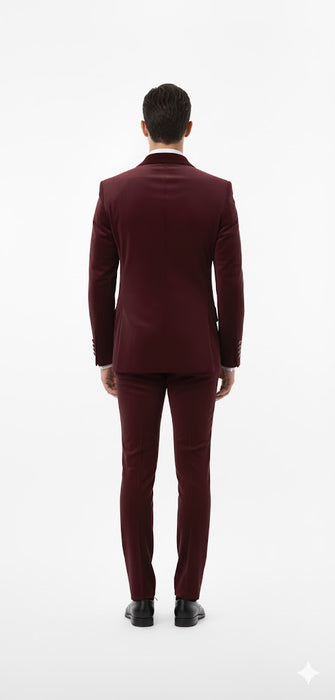 Velvet Suit - Double Breasted Suit - Burgundy Suit - Velvet Fabric Pants Slim Suit