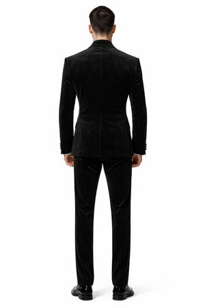 Velvet Suits - Double Breasted Suits - Slim Fit Suit - Black