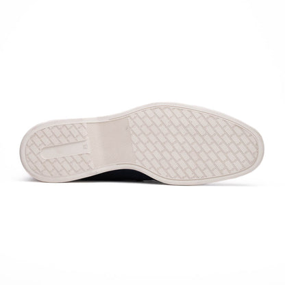 Zelli Venice Hand-Stitched Sueded Goatskin Boat Shoe in Navy