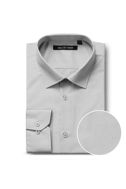 Men's Classic Fit Grey Spread Collar Dress Shirt