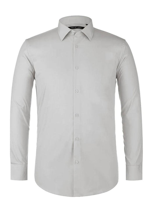 Men's Classic Fit Grey Spread Collar Dress Shirt