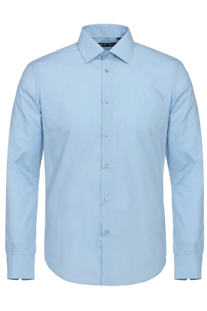 "Verno Men's Classic Fit Sky Blue Dress Shirt w/Spread Collar" - USA Men's Outlet