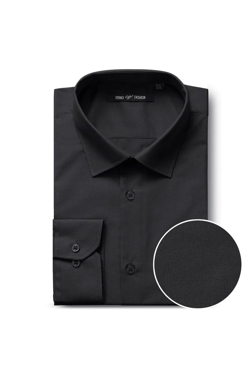 Men's Classic Spread Collar Dress Shirt in Black 17-17.5-34-35 / Black