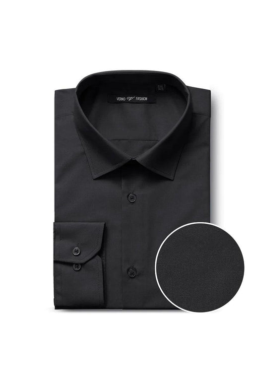 Men's Classic Spread Collar Dress Shirt in Black