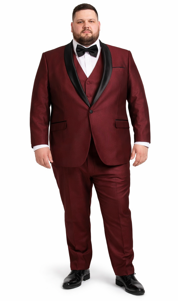 Versailles 1-Button Burgundy Tuxedo Set – Men’s Shawl Lapel Formalwear