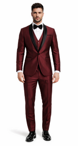 Versailles 1-Button Burgundy Tuxedo Set – Men’s Shawl Lapel Formalwear