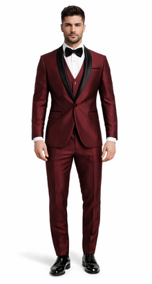 Versailles 1-Button Burgundy Tuxedo Set – Men’s Shawl Lapel Formalwear