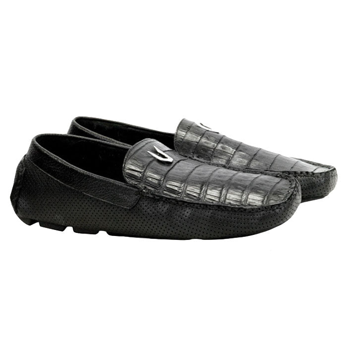 Vestigium Caiman Belly Driving Loafers Black - Black Caiman Belly men's driving loafer