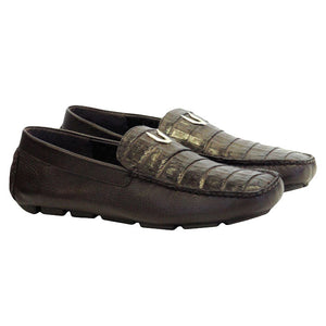 Vestigium Caiman Belly Driving Loafers Brown - Brown Caiman Belly men's driving loafer