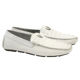 Vestigium Caiman Belly Driving Loafers White - White Caiman Belly men's driving loafer
