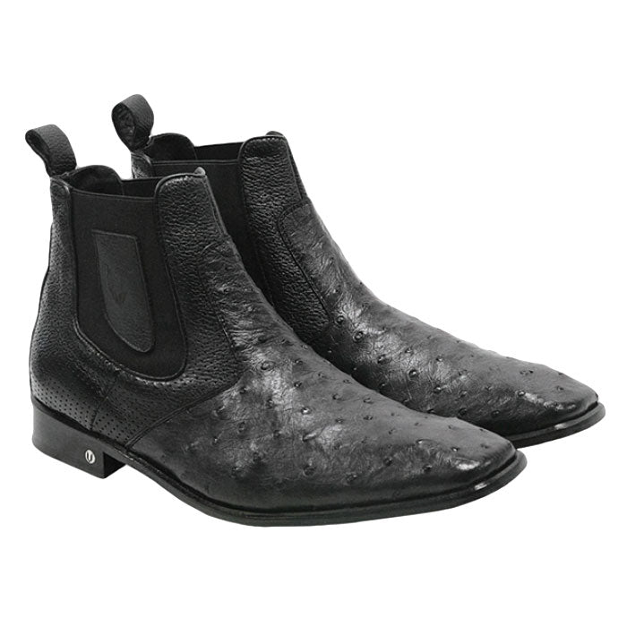 Vestigium Ostrich Chelsea Boots Black - Black