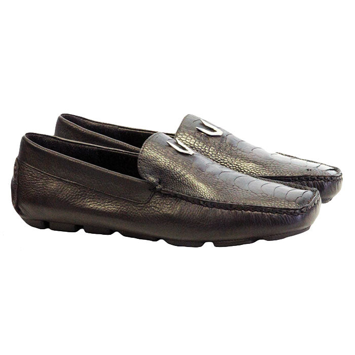 Vestigium Ostrich Leg Driving Loafers Brown - Brown Ostrich Leg men's driving loafer