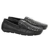 Vestigium Python Driving Loafers Black - Black Python men's driving loafer