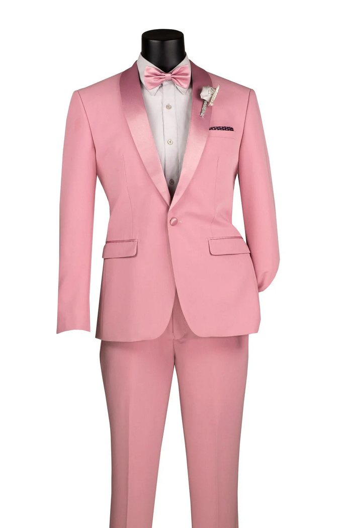 Dusty Rose Shawl Lapel Tuxedo by Spectrum – Elegant 3-Piece Formal Wear