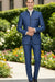 Mens Blue Sharkskin Mandarin Collar Tuxedo - 2 Piece Slim Fit Luxury Set