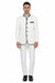 Mens White Sharkskin Mandarin Collar Tuxedo - 2 Piece Slim Fit Luxury Set