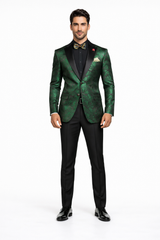 "Posh Paisley Velvet" Emerald Tuxedo Jacket (Separates)
