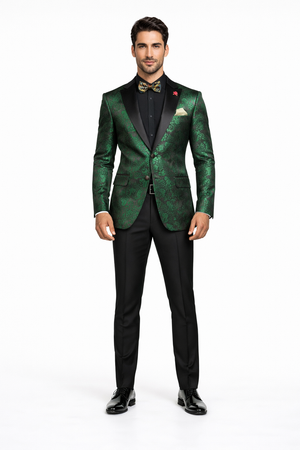 "Posh Paisley Velvet" Emerald Tuxedo Jacket (Separates)