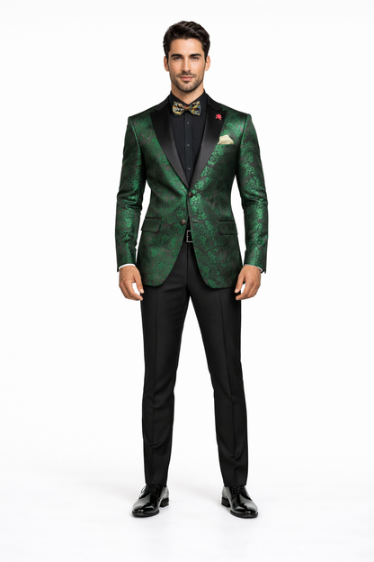 "Posh Paisley Velvet" Emerald Tuxedo Jacket (Separates)