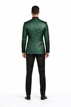 "Posh Paisley Velvet" Emerald Tuxedo Jacket (Separates)