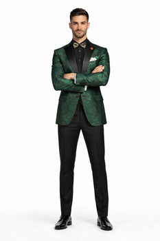 "Posh Paisley Velvet" Emerald Tuxedo Jacket (Separates)