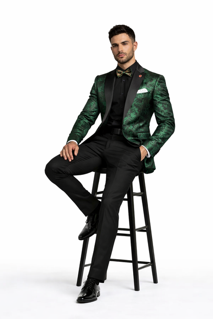 "Posh Paisley Velvet" Emerald Tuxedo Jacket (Separates)