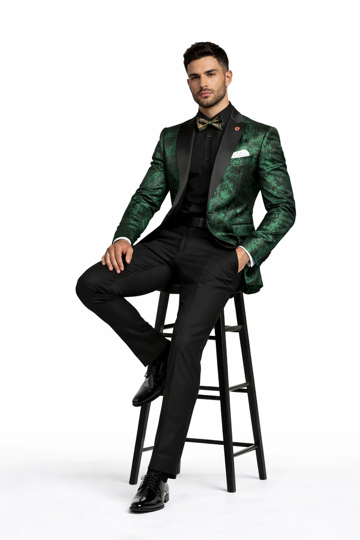 "Posh Paisley Velvet" Emerald Tuxedo Jacket (Separates)