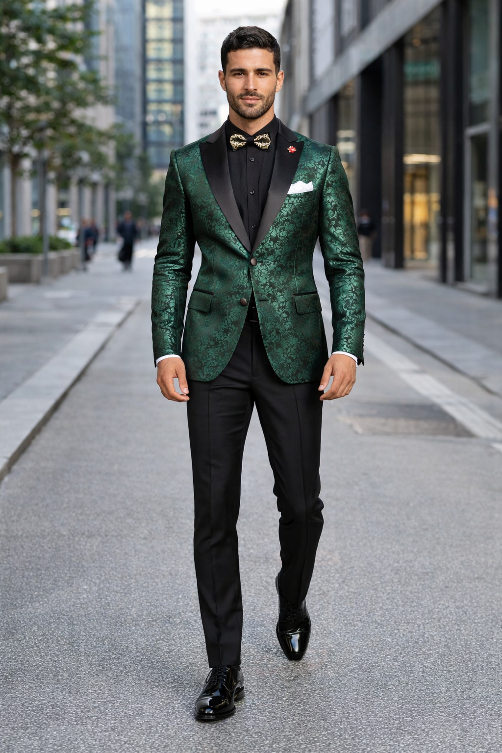 "Posh Paisley Velvet" Emerald Tuxedo Jacket (Separates)