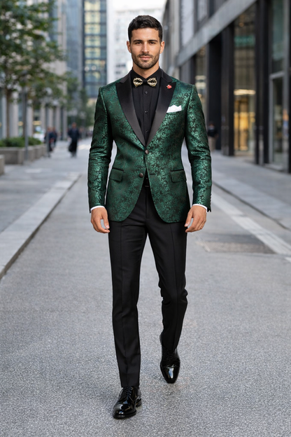"Posh Paisley Velvet" Emerald Tuxedo Jacket (Separates)