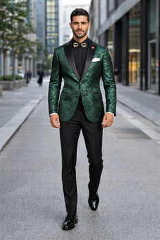 "Posh Paisley Velvet" Emerald Tuxedo Jacket (Separates)