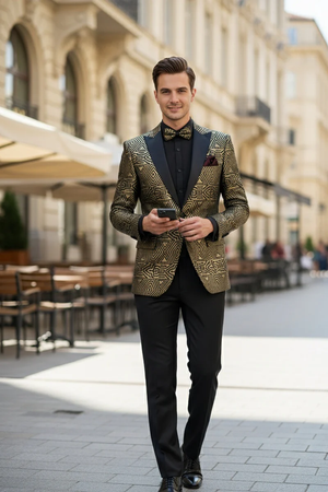 Giza Glamour Gold Tuxedo Jacket