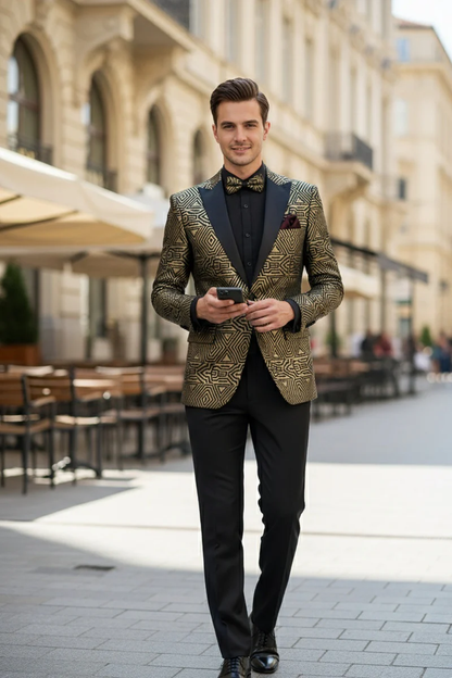 Giza Glamour Gold Tuxedo Jacket