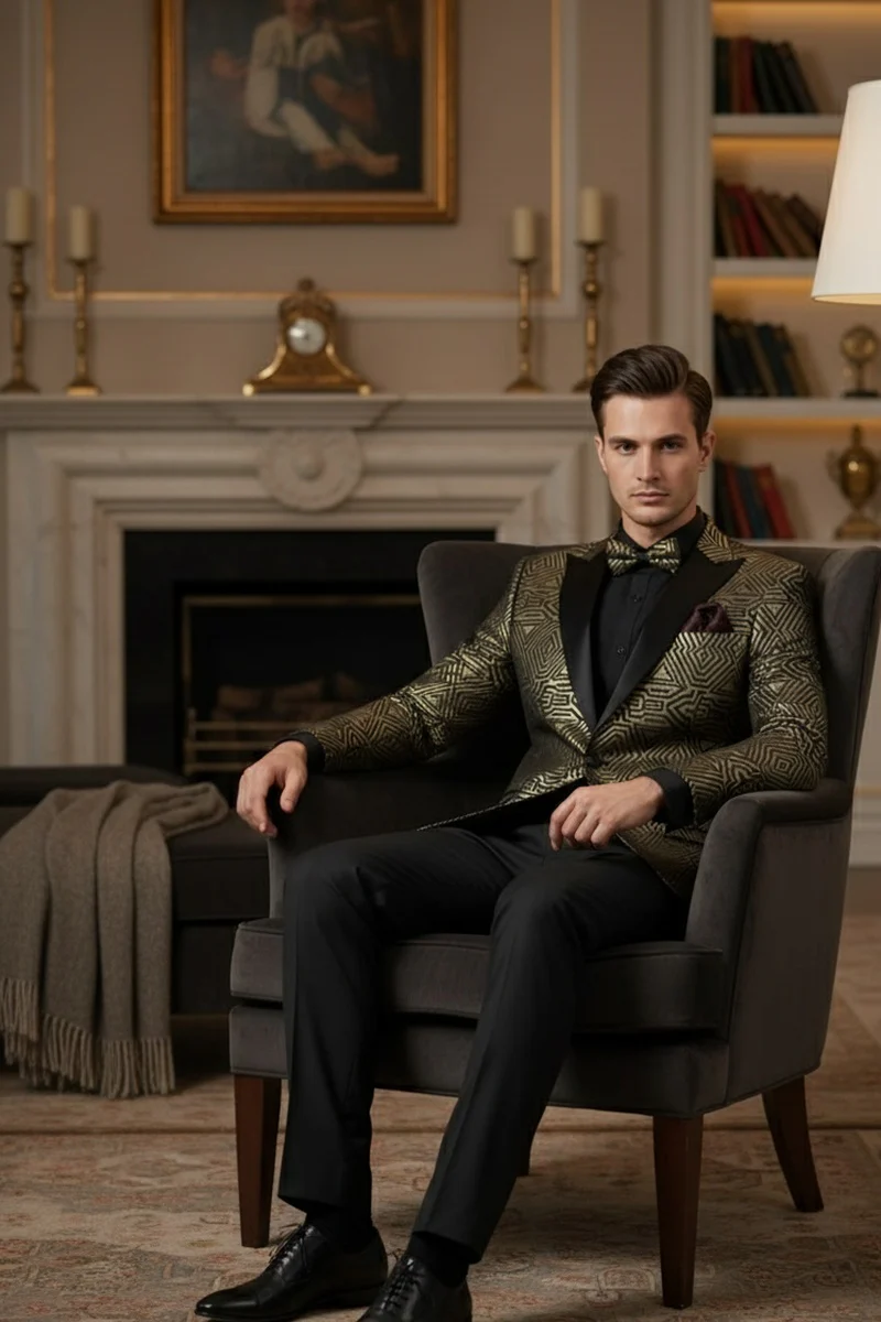 Giza Glamour Gold Tuxedo Jacket