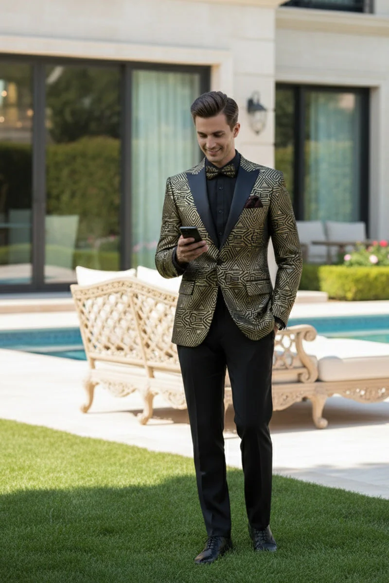 Giza Glamour Gold Tuxedo Jacket