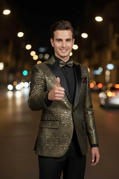 Giza Glamour Gold Tuxedo Jacket