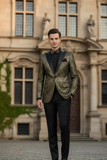 Giza Glamour Gold Tuxedo Jacket