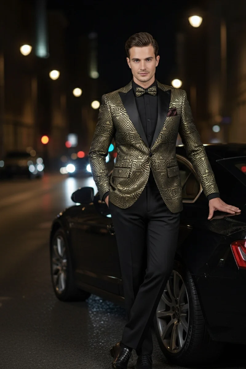 Giza Glamour Gold Tuxedo Jacket