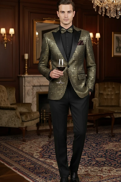 Giza Glamour Gold Tuxedo Jacket