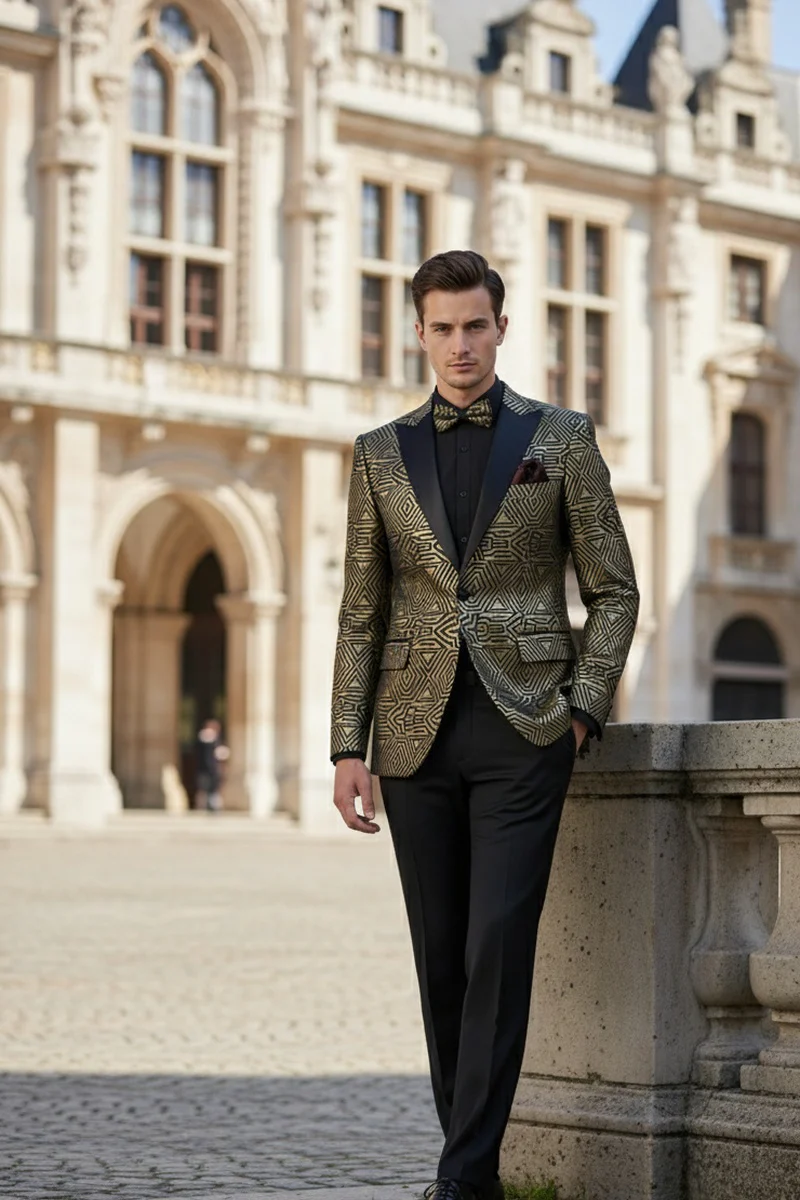 Giza Glamour Gold Tuxedo Jacket