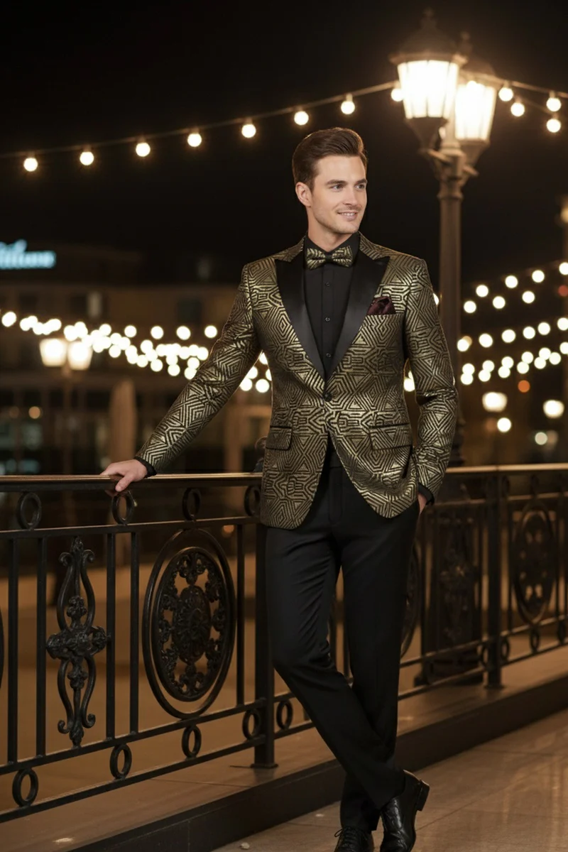 Giza Glamour Gold Tuxedo Jacket