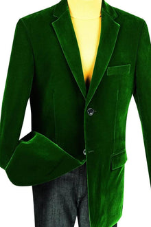 Vinci Men's 2-Btn Reg. Fit Velvet Blazer in Emerald Hunter Green