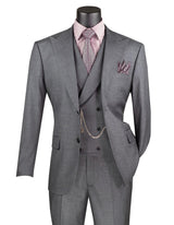 Harlem Nights Suits for Men - Vinci Mens Charcoal 3 Piece Suit Fancy Vest Big Lapel Modern Fit MV2K-2