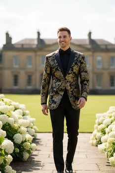 Posh Paisley Velvet Black and Gold Tuxedo Jacket