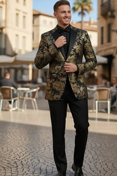 Posh Paisley Velvet Black and Gold Tuxedo Jacket